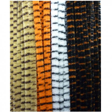 CHENILLE Ø 6mm - 40 Brins De 4 Couleurs Tigrées Assorties