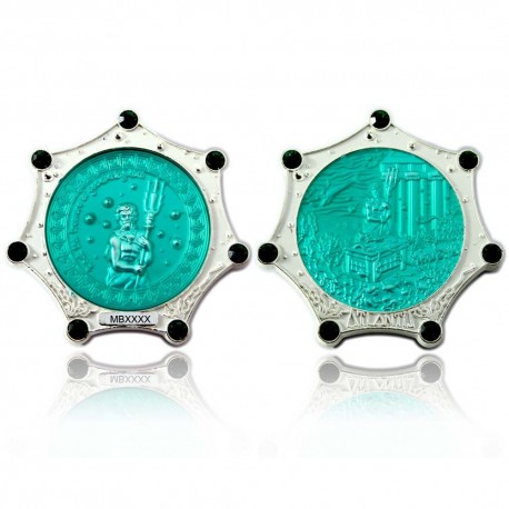 Atlantis Geocoin Foggy Silver Emerald