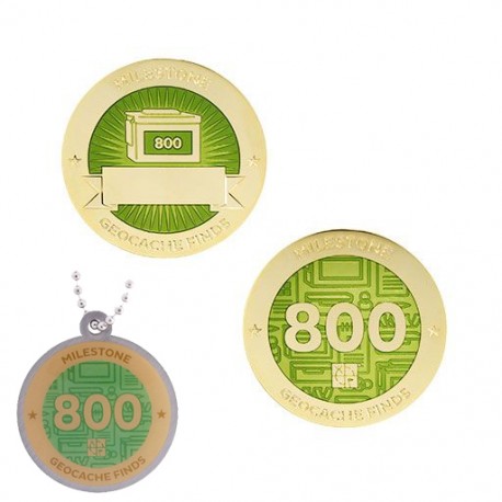Milestone Geocoin and Tag Set - 800 Finds (2 Trackables)
