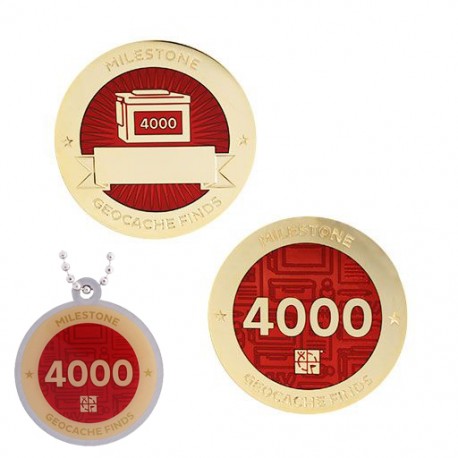 Milestone Geocoin and Tag Set - 4000 Finds (2 Trackables)