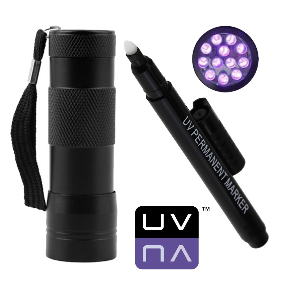 Securitas E-8280 - Marqueur UV - Pointe Ronde - 1,5 à 3 Mm - Incolore + Lampe UV 9 LED