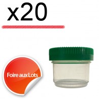 Micro Bouchon vissant 50ml Ø4,5 x 4 cm Couvercle vert - Lot de 20