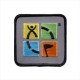 Geocaching Logo Patch - Four Color on Grey
