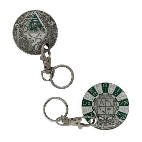 Rot13 Decoder Key Chain Geocoin - Antique Silver