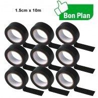 Ruban adhésif 1.5cm x 10m - Noir Lot de 9