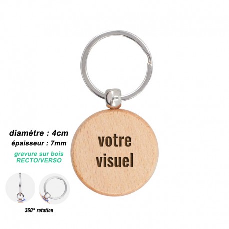 Porte-clés en bois personnalisé - Rond