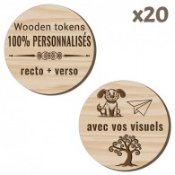 Wooden Tokens personnalisés - Lot de 20