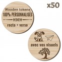 Wooden Tokens personnalisés - Lot de 50