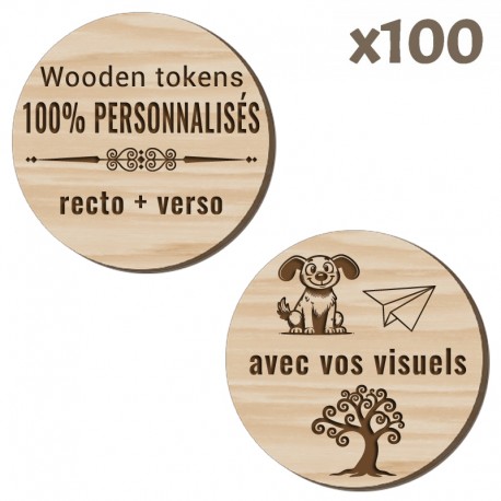 Wooden Tokens personnalisés - Lot de 100