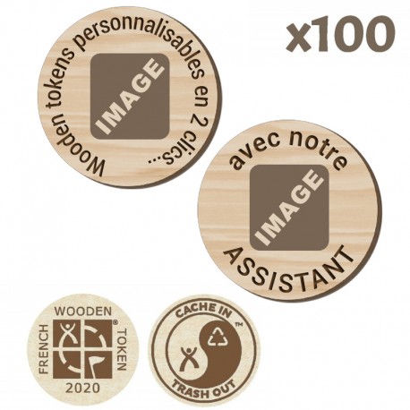 Wooden Tokens avec assistant - Lot de 100