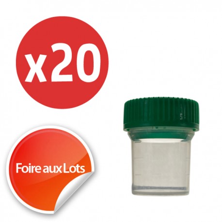 Micro Bouchon vissant 30ml Couvercle vert - Lot de 20