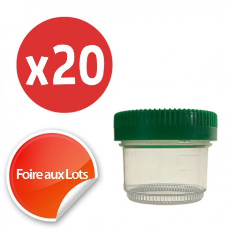 Micro Bouchon vissant 50ml Ø4,5 x 4 cm Couvercle vert - Lot de 20