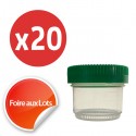Micro Bouchon vissant 50ml Ø4,5 x 4 cm Couvercle vert - Lot de 20