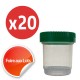 Micro Bouchon vissant 80ml Couvercle vert - Lot de 20