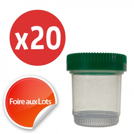Micro Bouchon vissant 80ml Couvercle vert - Lot de 20