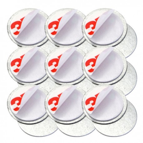 Contre plaque métallique adhésif – Ø 20 x 0,6 mm - Lot de 12