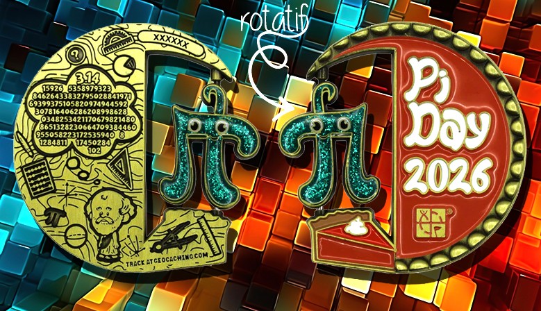 Géocoin Going Caching 2023 - Voyage à Cachelandia, édition Régulière, Neuf Non Activé